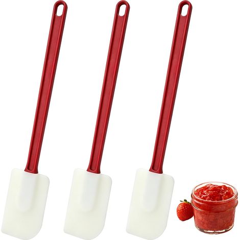 3 Pièces Spatules en Caoutchouc de Silicone, 25,5 x 5cm Spatule Silicone, Durable, Résistant Aux Hautes Températures, Spatule en Silicona pour Étaler de La Confiture, Du Beurre et Racler de La Pâte (1/5)