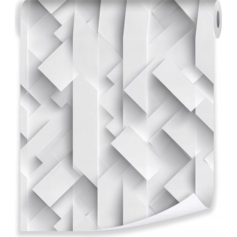 Papier peint 3d structure abstraite blanc sur molleton mur salon chambre coucher (1/3)