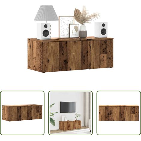 Bois d'ingénierie -  Meuble TV vieux bois 80x34x30 cm bois d'ingénierie (1/5)