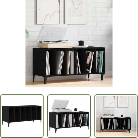 Rangement vinyles - Meuble à vinyles Chêne noir 100 x 38 x 48 cm Bois d'ingénierie (1/5)