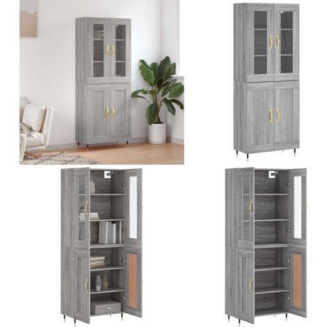 Highboard Grau Sonoma 69,5x34x180 cm Holzwerkstoff - Schrank - Holzwerkstoff (1/5)