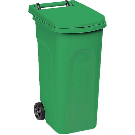 Stefanplast 25600 Urban Eco System Bidone Carrellato Raccolta Differenziata 80 Lt con Ruote Maniglione Anello Fermasacco colore Verde (1/5)