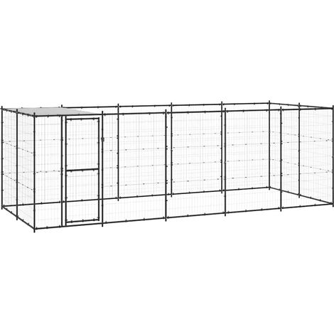 Maison Exclusive - Gabbia per Cani da Esterno in Acciaio con Tetto 12,1 m²