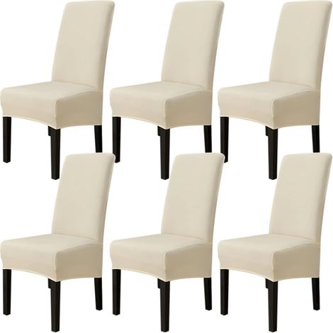 6er Set Stuhlhussen für Esszimmerstühle (Reisweiß), Stretch-Stuhlhussen, universelle große Stuhlhussen, waschbar, leicht zu reinigen, für Esszimmer, Wohnzimmer, Dekor