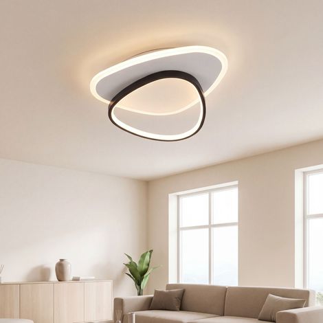 LED Deckenlampe Weiß Schwarz H: 45 cm Farbwechsel über Wandschalter warm-kalt Deckenleuchte