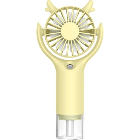Handnebelventilator, Mini-tragbarer USB-wiederaufladbarer Ventilator, Taschenluftkühler, tragbarer Ventilator für Camping, Büro, Outdoor, Reisen (Gelb)