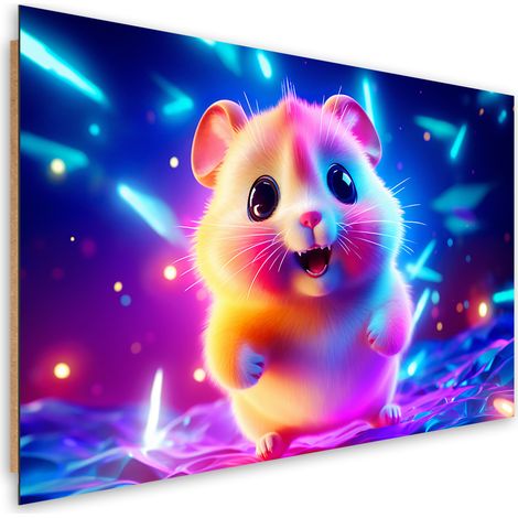 Deco panel picture, Cute hamster neon - 90x60 (1/5)