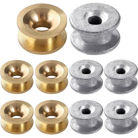 10 Pièces 2 Styles Oeillets de Tête de Coupe-Herbe, Tête de Débroussailleuse Oeillet, Lot de œillets Universels pour Débroussailleuse, pour Tondeuse à Gazon ou Utilisation, Doré/Argent