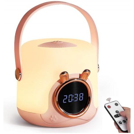 Veilleuse portable avec horloge pour enfants, veilleuse tactile pour chambre de bébé, veilleuse d'allaitement, veilleuse pour bébé, lampes de table rechargeables avec cordon