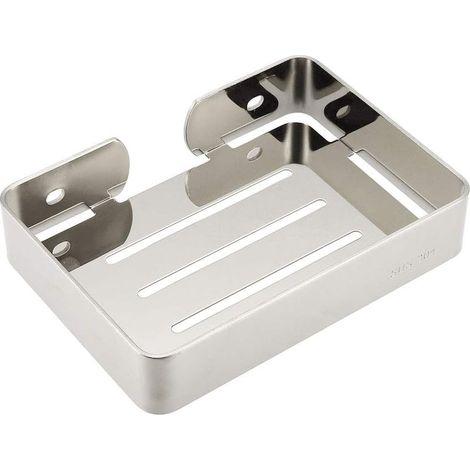 Wandseifenschale aus Edelstahl mit Duschmontage-Set, silberfarben (1/4)