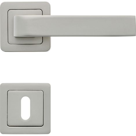 AYR Lot de 2 poignées CANELA nickel mat + 2 rosaces clé nickel mat (1/4)