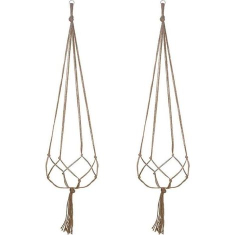 Lot de 2 Suspension Plante pour Pot de Fleurs Cache-Pots Suspension en Corde Suspension Plante Macramé Porte Décoration pour Interieur et Extérieur Suspendue Décoration Balcon Maison (90cm) (1/5)