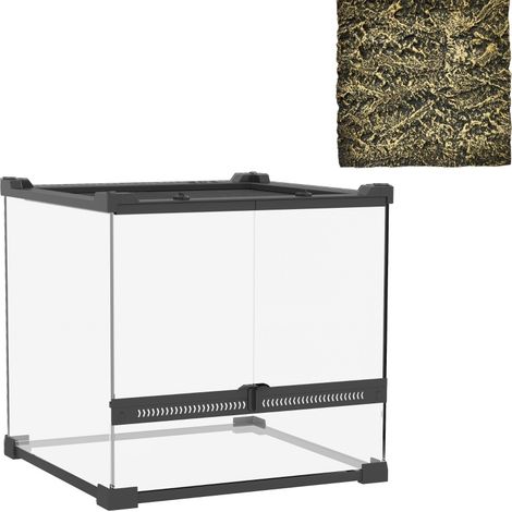 CHICFURN Terrario in vetro per rettili 30x30x30 cm nero, fondo impermeabile e porta frontale (1/5)