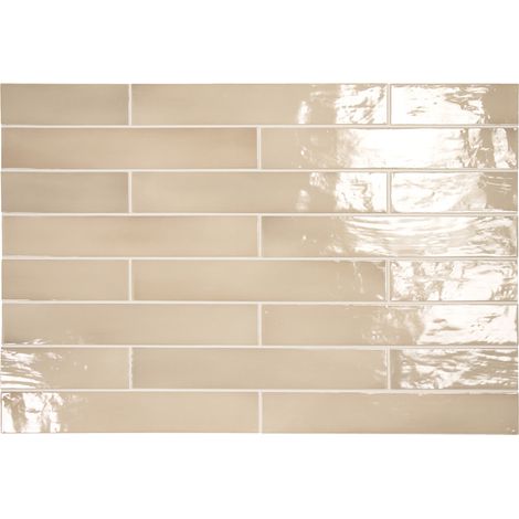 Faïence Effet Zellige Beige MANACOR 6,5x40 beige (1m²) - Les Carreaux de Jean