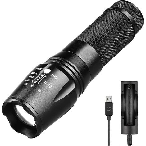 Zoombare LED-Taschenlampe, 2300 Lumen, extrem leistungsstark, 5 Leuchtmodi, wasserdicht, ideal für Outdoor-Aktivitäten.