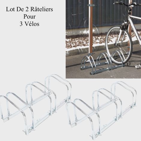 Lot De 2 : Ràtelier 3 Vélos Avec Fixation Au Sol, Long. 71cm, 1 Niveau (1/5)