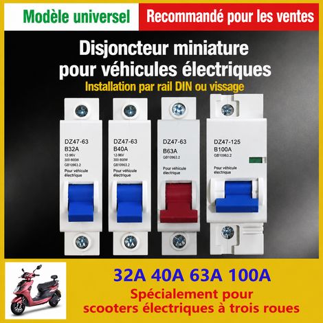 Disjoncteur miniature DC 1P 63A DZ47-63 pour scooter et vélo électrique 1p 63a 63 dz47-63 10 × 10 × 10 cm 200 g – Livraison gratuite (1/5)