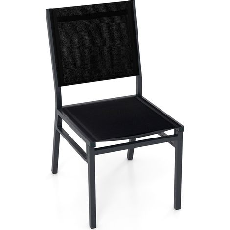 Sedia pranzo leggera esterni seduta schienale traspiranti telaio alluminio Sedia patio Nero (1/4)