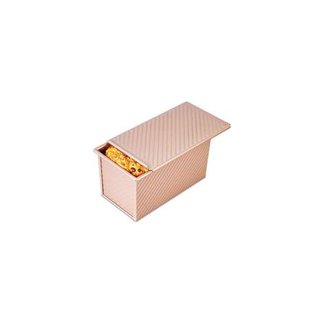 Para 1000 g de masa, molde para pan tostado, molde para pasteles con tapa (rectángulo dorado ondulado) - Crezuo