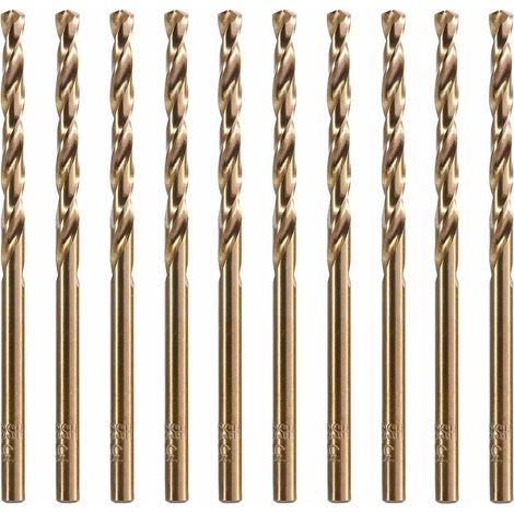 BRAVIX 10 forets au cobalt M35 HSS de 3,2 mm Ensemble de forets au cobalt Forets hélicoïdaux pour le perçage sur l'acier inoxydable, les aciers durs, le métal, le cuivre, la fonte, le bois, le plastiq