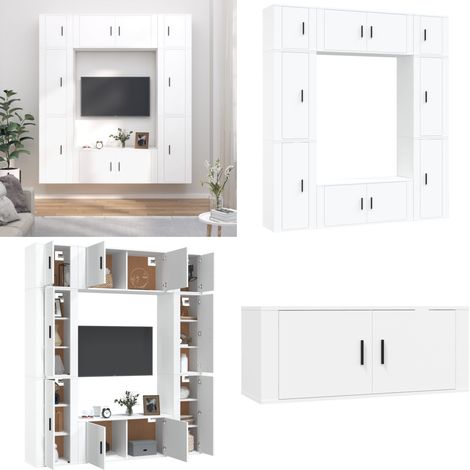 8-tlg. TV-Schrank-Set Weiß Holzwerkstoff - TV-Schrank Set - TV-Schrank Holz (1/5)