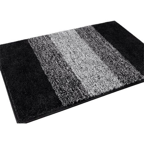 Tapis d'entrée antidérapant, absorbant, retenant la boue, tapis d'intérieur, tapis d'entrée lavable (90 x 60 cm, noir) (1/5)