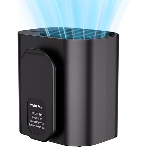 Ventilateur de taille portable, rechargeable, à clipser, avec 3 vitesses de ventilation, idéal pour les activités de plein air, le camping, la randonnée et la pêche. (1/5)
