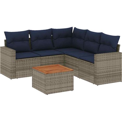 Maison Exclusive - 6-tlg. Garten-Sofagarnitur mit Kissen Grau Pol