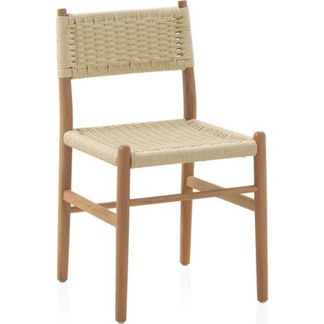 x4 chaises en bois de hêtre naturel assise tressée élégante - Bois naturel et corde tressée claire (1/5)