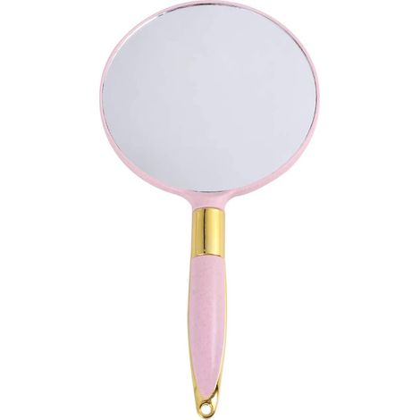 Miroir à main rond avec poignée, miroir de maquillage vintage, accessoires cosmétiques (rose) (1/4)