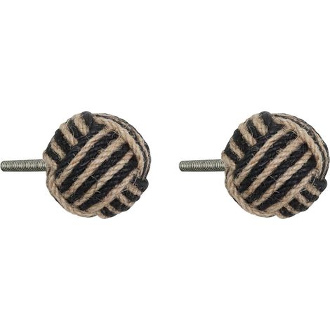 Lot de 2 Poignées de Meuble en Jute "Louna" 3cm Noir
