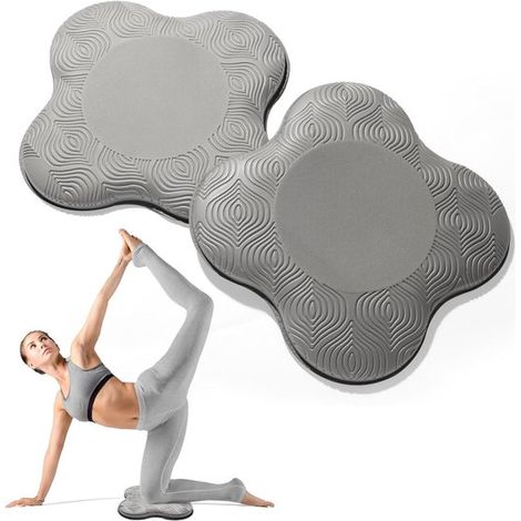 Lot de 2 coussins de genou pour yoga – Gris – TPE – Soutien genoux et coudes – Pilates et relaxation (1/5)