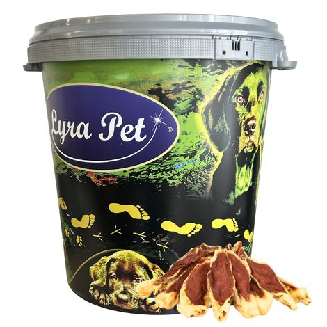 5 kg d'oreilles de lapin Lyra Pet® fourrées au poulet en bac de 30 L