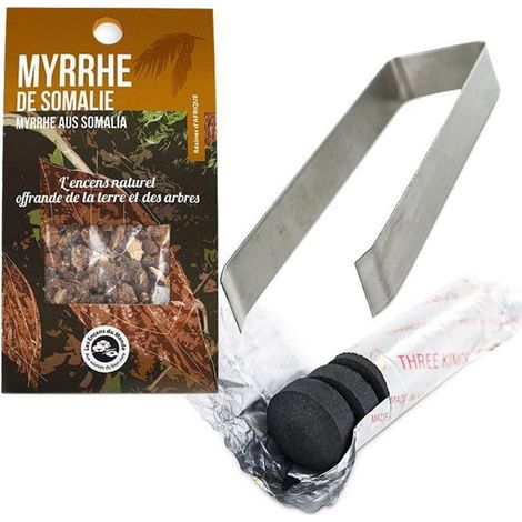 Résine de Myrrhe de Somalie à brûler + pince et rouleau de charbons