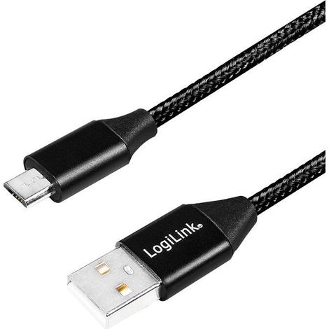 Cable USB 2.0 LogiLink CU0143 USB A - micro USB B, macho/macho, negro, 0,3 m (1/3)