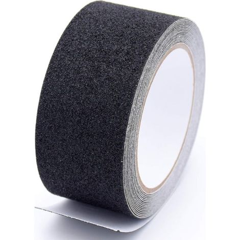 royaluxe - Ruban antidérapant, bandes antidérapantes avec adhésif antidérapant pour escaliers, marches, sols, autocollant, noir (5 cm x 5 m, noir) (1/5)