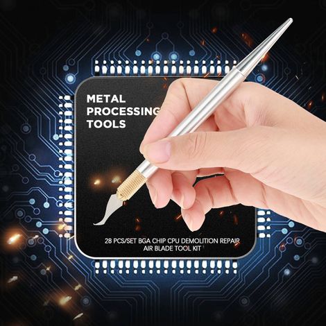 BGA-Chip-CPU-Demontage- und Reparaturset mit dünnen Luftklingen, mobiles Wartungswerkzeugset mit 27 Klingen und 1 Griff (1/5)