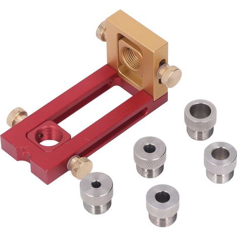 6Pcs Drill Jig Cross Flat Hole Puncher Drilling Guide Tool Set Kit for Woodworking (1/5)