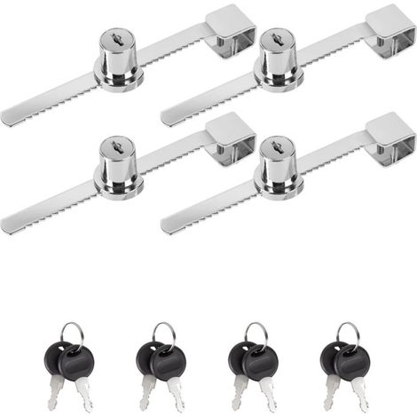 Vitrinenschloss, 4-teiliges Glastürschloss für 2–8 mm dicke Glasschiebetüren ohne Bohren, Glasschiebetürschloss für Zuhause und Unternehmen