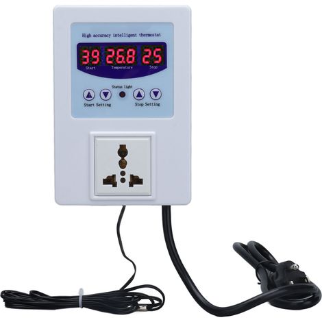 Thermostat Numérique avec Affichage Digital et Sonde - Régulateur de Température AC110‑240V Prise US Blanc (1/5)