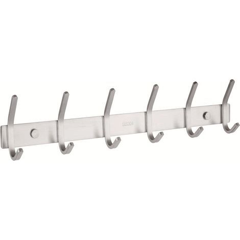 porte manteau mural salle de bain en Acier Inoxydable Moderne, patere murale Aspect Brossé Double Crochets avec 6 Crochets, Porte Manteau Mural pour Cuisine, Chambre, Bureau, Argent (1/5)