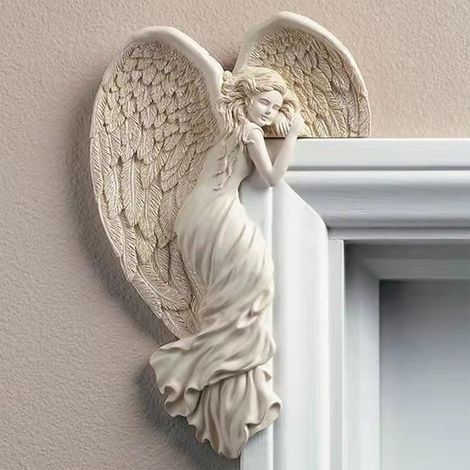 Sculpture décorative d'ange pour cadre de porte, ange ailé d'angle, ornement mural 3D, décoration murale pour la maison, gauche (1/5)