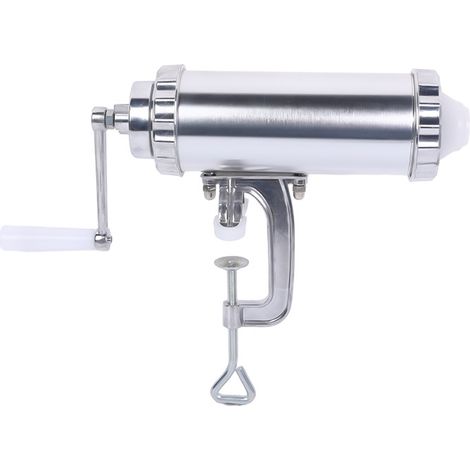 Insaccatrice professionale in acciaio inox + quattro tubi di riempimento di diverso tipo Pressa per salsicce, macchina per salsicce con riduttore (Argento) (1/5)