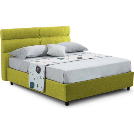 Letto Piazza e Mezza Brinzio, Materasso Incluso, Sfoderabile Made in Italy, Contenitore, Verde