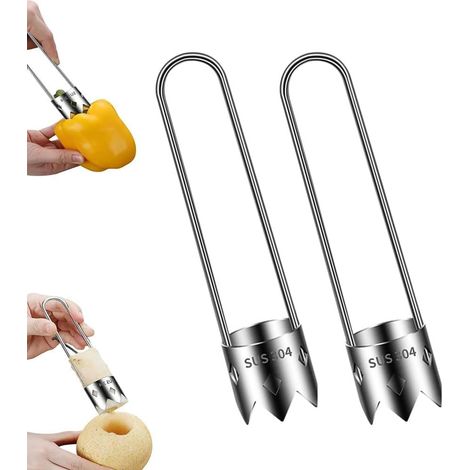 Évidoir à fruits et légumes, évideur à poivrons, en acier inoxydable, éplucheur à pomme ergonomique, ustensile de cuisine (2). (1/5)