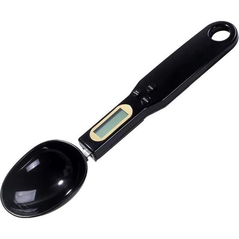 Cucchiaio con bilancia, cucchiaio dosatore, bilancia elettronica portatile, bilancia da cucina con display LCD, mini bilancia digitale 500 g/0,1 g, accessori essenziali per la cucina (nero)