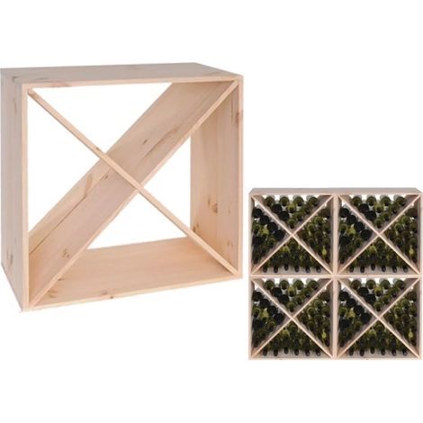 PORTABOTTIGLIE ALBERIAMO CUBO A 24 POSTI CM.48X23XH48 ABETE MASSELLO (1/8)