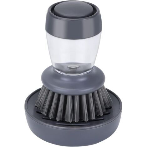 Brosse à vaisselle avec distributeur de liquide vaisselle, brosse de nettoyage avec support, brosse de cuisine pour vaisselle, casseroles et évier (1/5)
