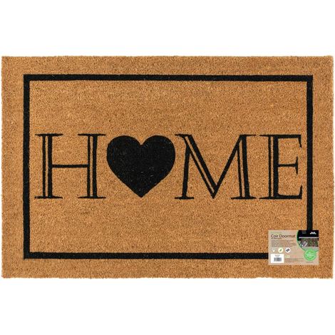 JVL Eco-Friendly Latex Backed Coir Entrance Doormat, 60x90cm - Heart Home Welcome (1/5)