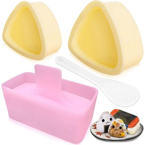 Molde para onigiri (juego de 3), prensa Musubi, molde triangular para bolas de arroz para almuerzo, bento y manualidades caseras.